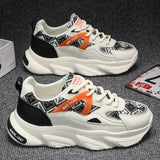 Sneakers chunky casual in pelle microfibra traspirante da uomo