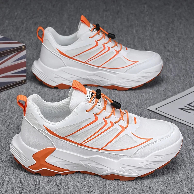 Sneakers chunky casual in pelle in microfibra da uomo