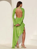 Women's Long Sleeve Irregular Side Slit Maxi Dress