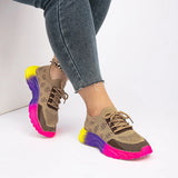 Sneakers casual in cotone con para multicolor con lacci da donna - Sneakers donna ATREND