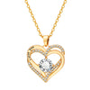 Collana con cuore e pietra portafortuna con brillantini e scritta da donna