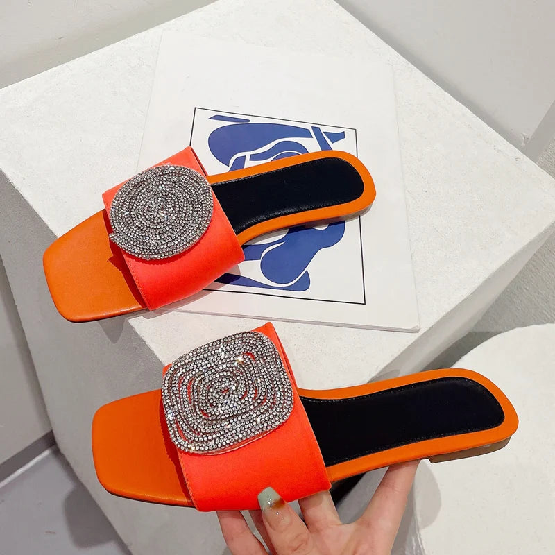 Pantuflas casuales con purpurina para mujer