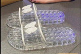 Transparent slippers with bow for women