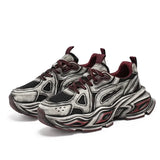 Sneakers chunky casual bicolor in pelle mesh traspirante da uomo