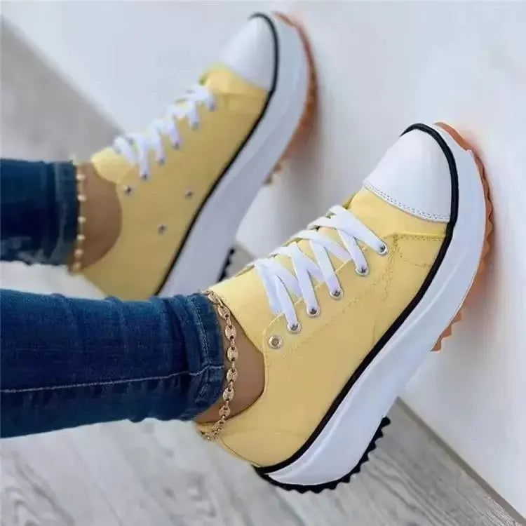 Sneakers casual canvas con para alta e lacci da donna - Sneakers donna ATREND