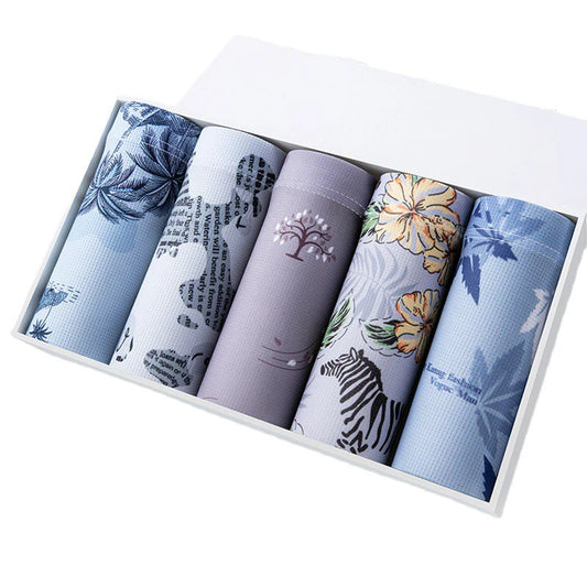 Boxer casual 5 pezzi elasticizzati con stampa grafica da uomo - Boxer uomo ATREND