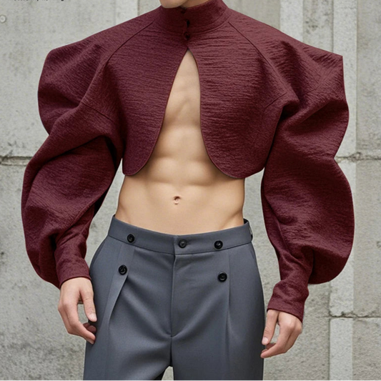 Blazer corto con maniche a sbuffo da uomo - blazer uomo ATREND