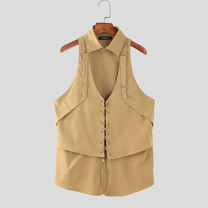 Gilet geometrico con lacci da uomo - Gilet uomo ATREND