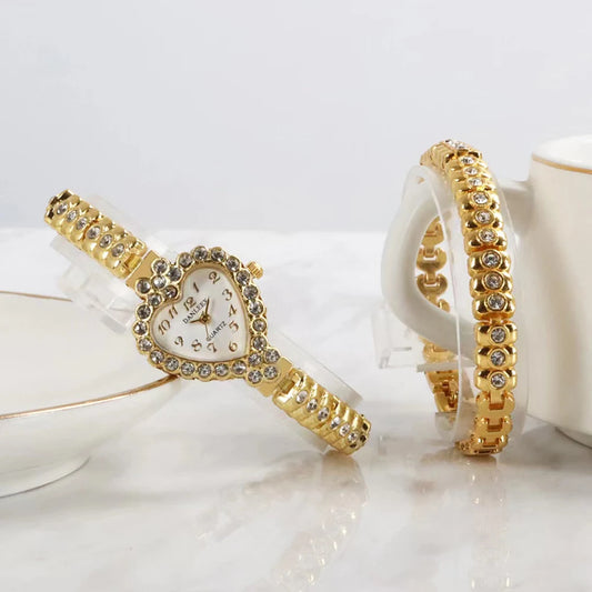 Set idea regalo con orologio a forma di cuore braccialetto con brillantini da donna - Idea regalo donna ATREND