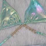 Bikini due pezzi reggiseno e mutande con catena da donna