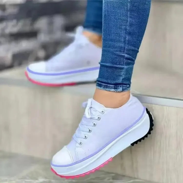 Sneakers casual canvas con para alta e lacci da donna - Sneakers donna ATREND