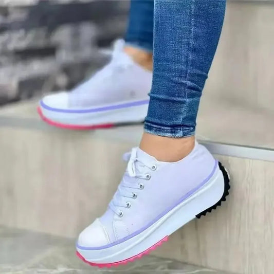 Sneakers casual canvas con para alta e lacci da donna - Sneakers donna ATREND