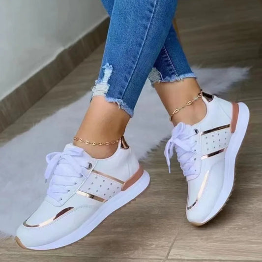 Sneakers casual patchwork con lacci da donna - Sneakers donna ATREND