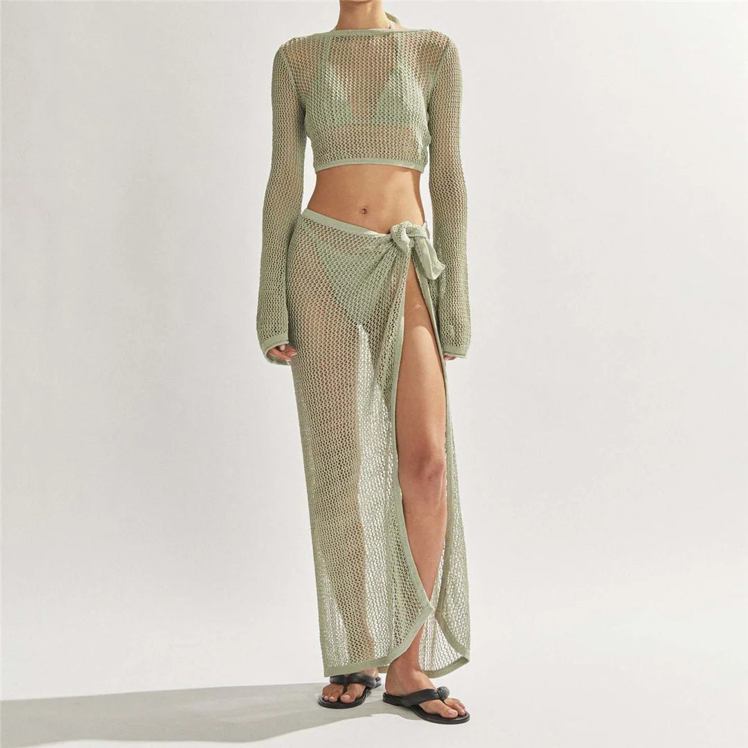 Traje de baño de malla transparente para mujer