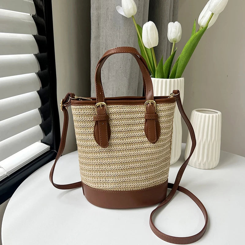 Borsa a mano casual con bordo a contrasto in pelle PU e cinturino regolabile da donna - Borsa a mano ATREND