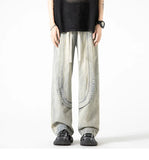 Jeans casual streetwears con gamba larga e chiusura a lacci da uomo - Jeans uomo ATREND
