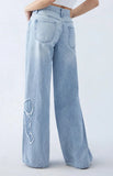 New Fashion Streetwear Bow Embroidered Baggy Jeans Women Y2K Harajuku Gothic High Waist Loose Pants Casual Popular Vintage