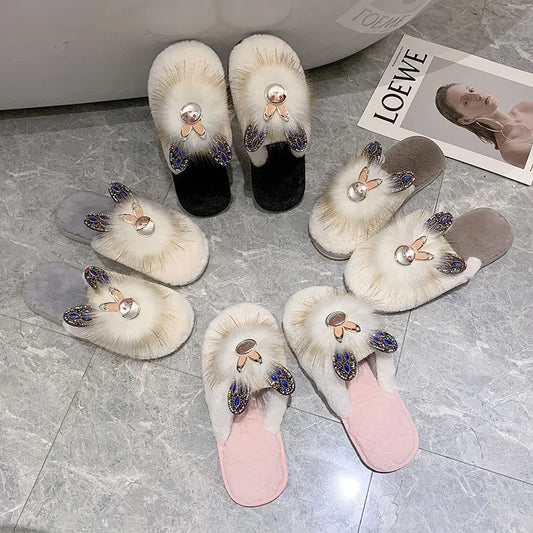 Pantofole indoor cartoon con pietre da donna - Ciabatte donna ATREND