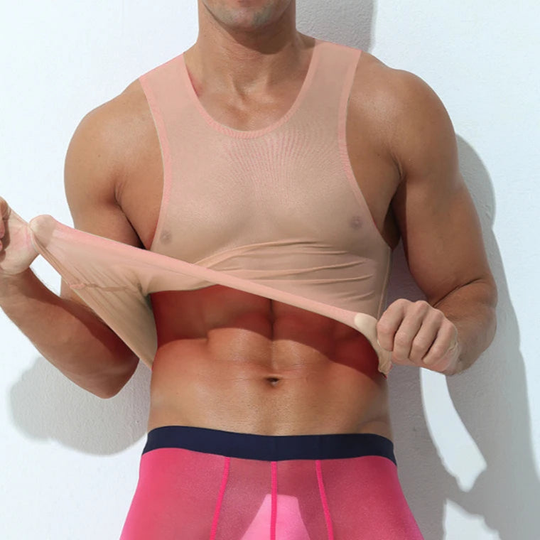 Canottiera casual trasparente da uomo - Canottiera uomo ATREND