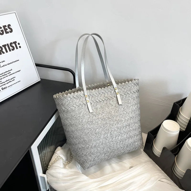 Borsa a spalla casual in paglia da donna - Borsa a spalla ATREND