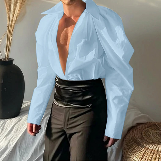 Camicia casual con maniche a sbuffo da uomo - Camicia uomo ATREND