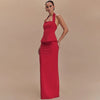 Set coordinato casual top con scollo quadrato e gonna lunga da donna