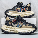 Sneakers chunky in pelle microfibra da uomo