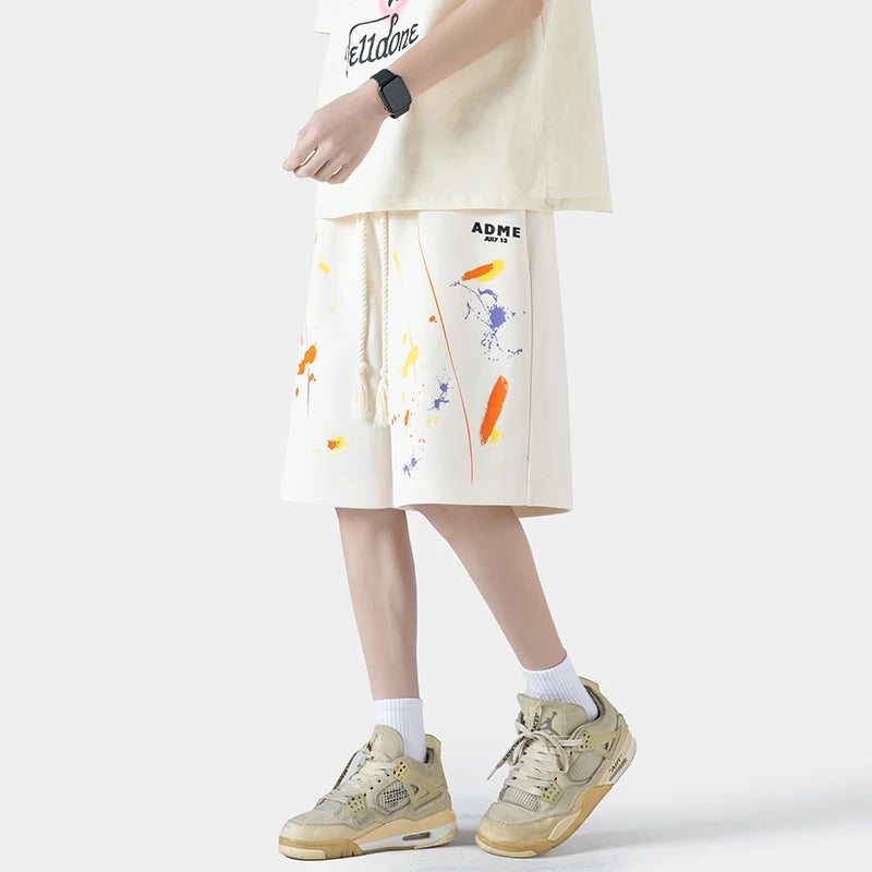Pantaloncini casual con stampa grafica fascia elastica e lacci da uomo - Pantaloncini uomo ATREND