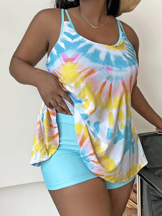 Women's two-piece bikini tank top and shorts