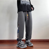 Pantaloni casual con bordo a contrasto con stampa grafica e lacci da uomo - Pantaloni uomo ATREND