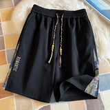 Pantaloncini casual patchwork con lacci e fascia elastica da uomo - Pantaloncini uomo ATREND