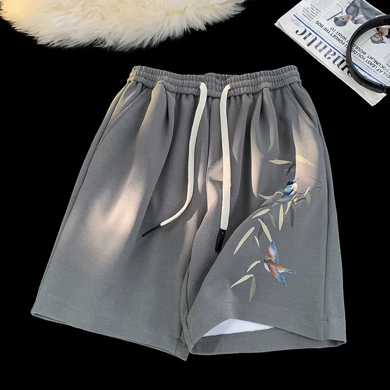 Pantaloncini casual con stampa grafica e fascia elastica da uomo - Pantaloncini uomo ATREND
