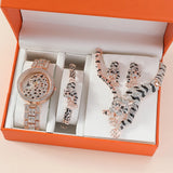 Set idea regalo con orologio bracciale collana e orecchini con leopardo da donna - Idea regalo donna ATREND