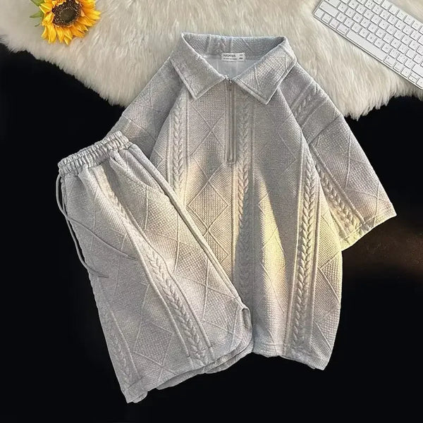 Set coordinato T-shirt a maniche corte con pantaloncini estivi da uomo