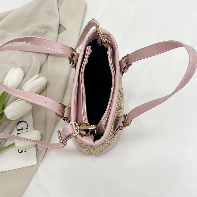 Borsa a mano casual con bordo a contrasto in pelle PU e cinturino regolabile da donna - Borsa a mano ATREND