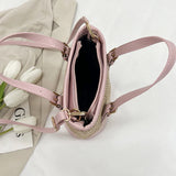 Borsa a mano casual con bordo a contrasto in pelle PU e cinturino regolabile da donna - Borsa a mano ATREND