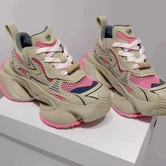 Zapatillas altas informales con cordones y diseño de patchwork para mujer