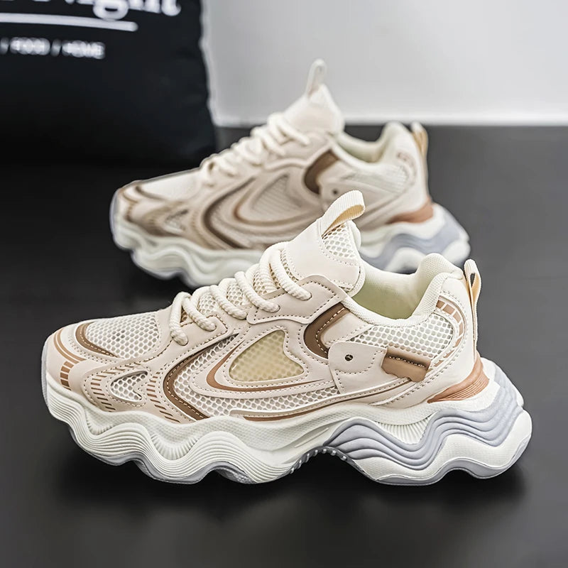 Sneakers casual in pelle mesh traspirante da uomo
