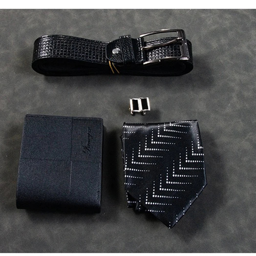 Set idea regalo con cintura portafoglio gravatta e gemelli da uomo - Idea regalo uomo ATREND