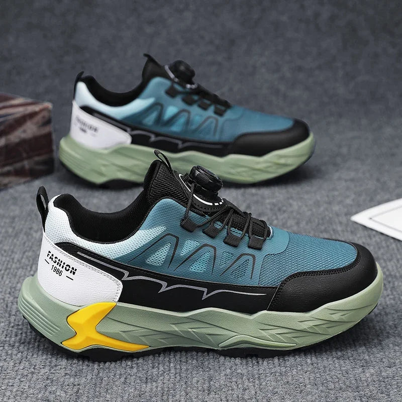 Sneakers chunky casual in pelle in microfibra da uomo