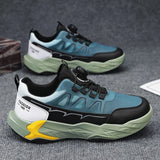 Sneakers chunky casual in pelle in microfibra da uomo