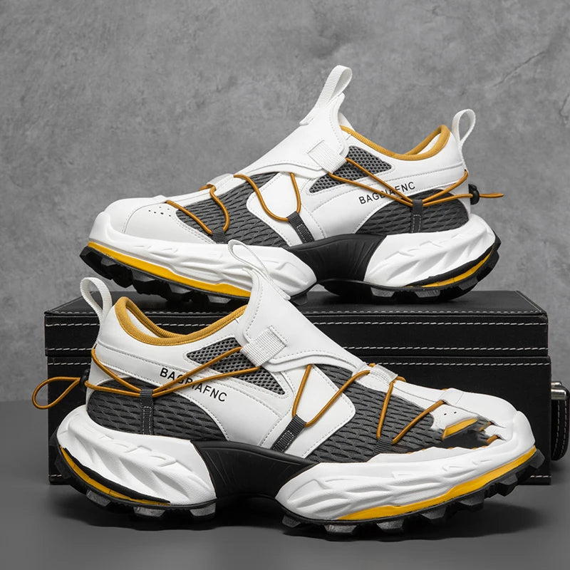 Sneakers chunky casual con suola morbida in pelle traspirante da uomo