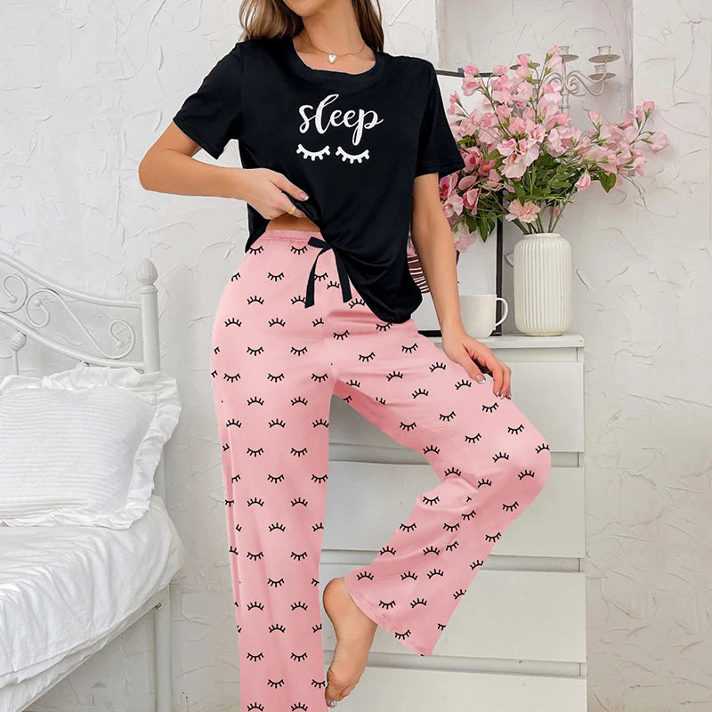 Pigiama casual t-shirt e pantaloni da donna - Pigiama donna ATREND