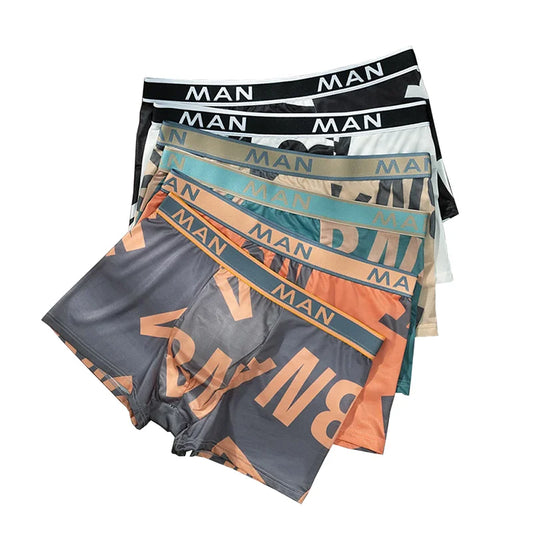 Men's 6 Piece Letter Print Casual Boxer Shorts