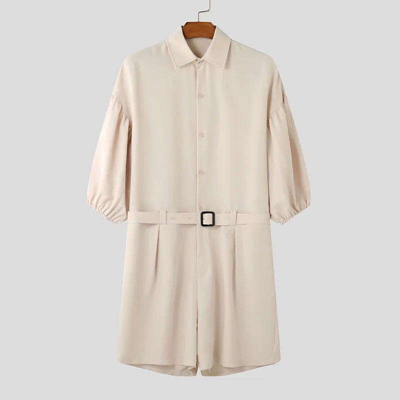 Jumpsuit casual a pantaloncini con cintura in vita da uomo - jumpsuit uomo ATREND