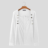 T-shirt casual con bottoni e fibbie a maniche lunghe da uomo - T-shirt uomo ATREND