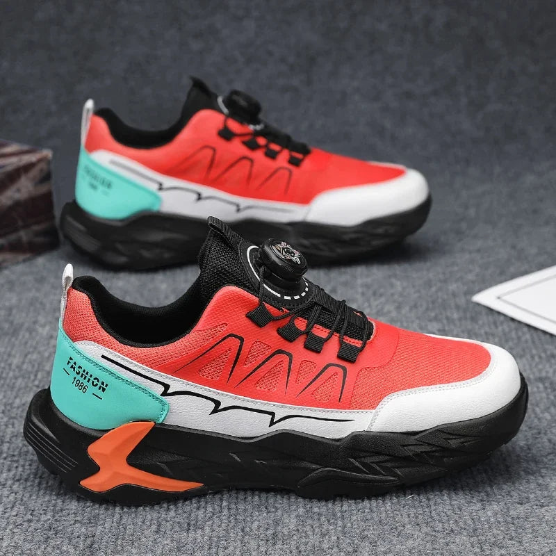 Sneakers chunky casual in pelle in microfibra da uomo