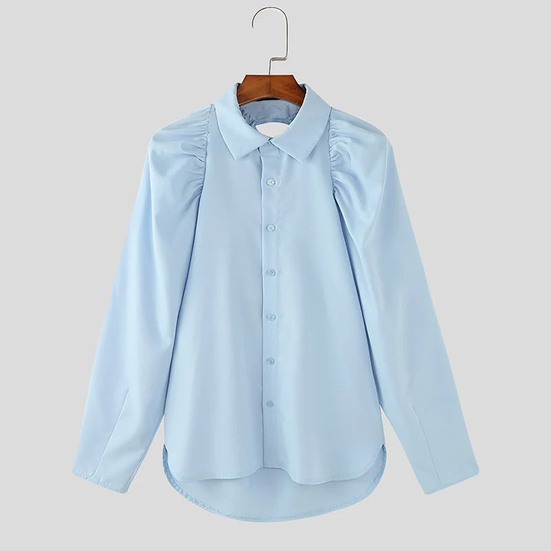 Camicia casual con maniche a sbuffo da uomo - Camicia uomo ATREND