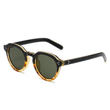 Occhiali da sole rotondi bicolor con lenti trasparenti e colorate unisex - Occhiali da sole unisex ATREND