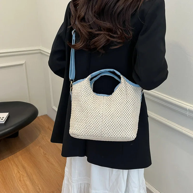 Borsa a mano con bordo a contrasto e cinturino regolabile da donna - Borsa a mano ATREND